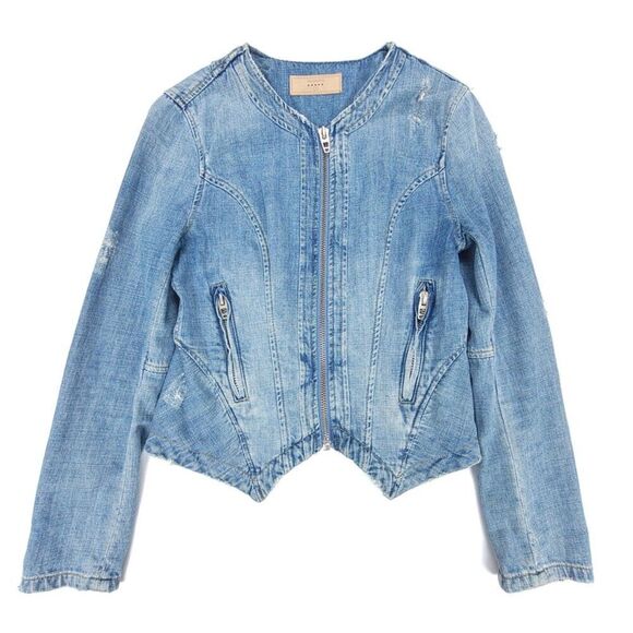 BLANK NYC Part Time Lover Cropped Jean Jacket Distressed Denim Elevated Western - Picture 1 of 7